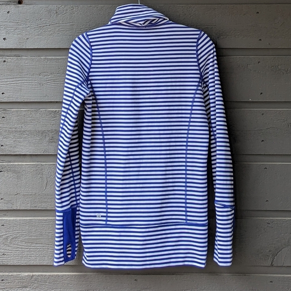 Lululemon In Stride Jacket Pigment Blue White Narrow Bold Stripe Size 6 - Picture 6 of 9